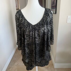 New w/o tags Black Floral Women's dressy Top